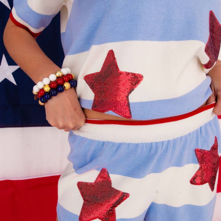 Nantucket Stripe Shorts with Stars for wholesale by Brianna Cannon