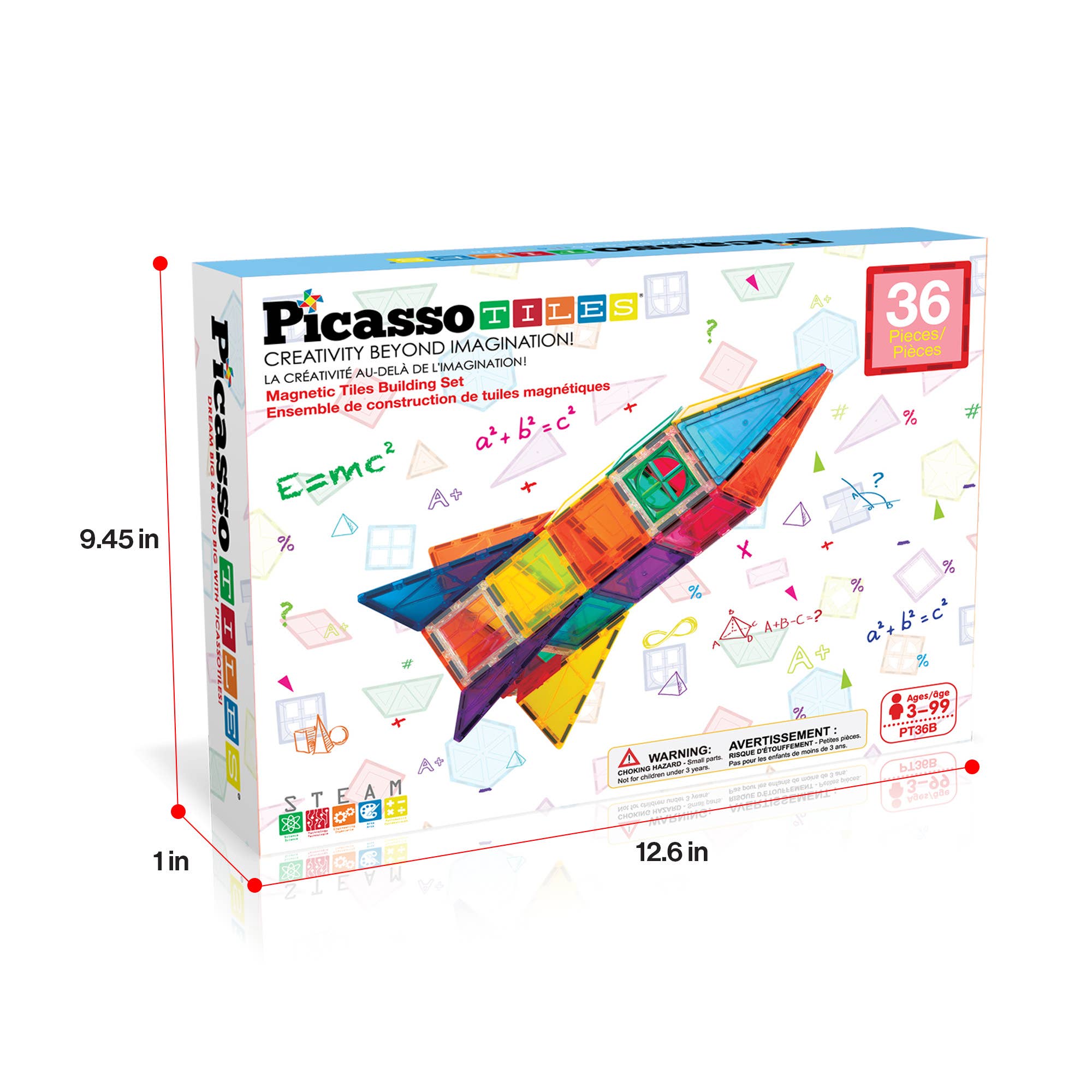 PicassoTiles - Vente Jeu construction – enfant - Ensemble de fusées 36 pièces PicassoTiles Ensemble de blocs de construction magnétiques8