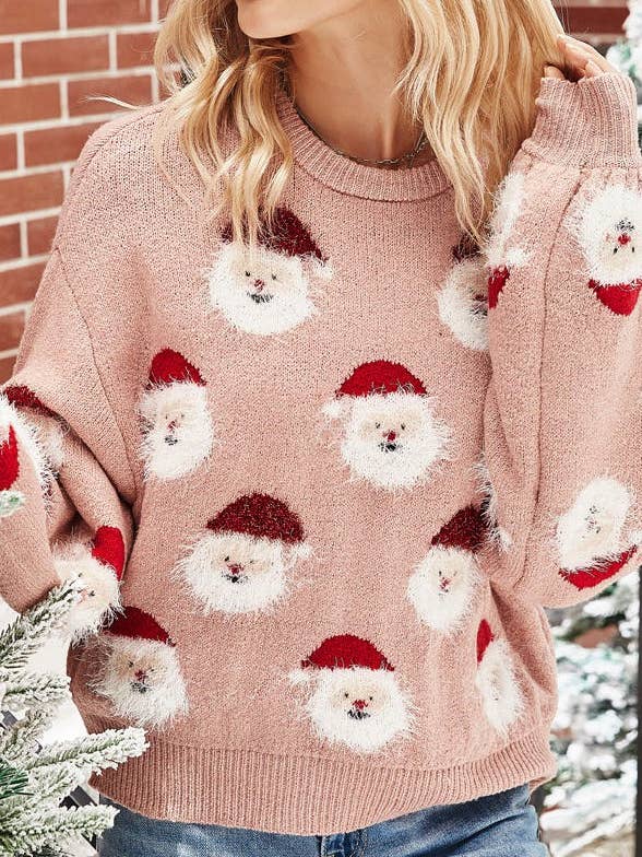 Miss Sparkling - Wholesale Knit Sweater - Women's - Santa Claus Sweater