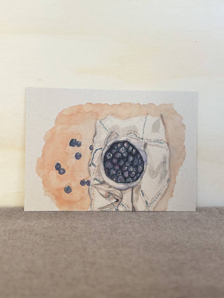 Watercolor greeting card A6 (10.5x14.8) | bowl of blueberries for wholesale by Li La Lore