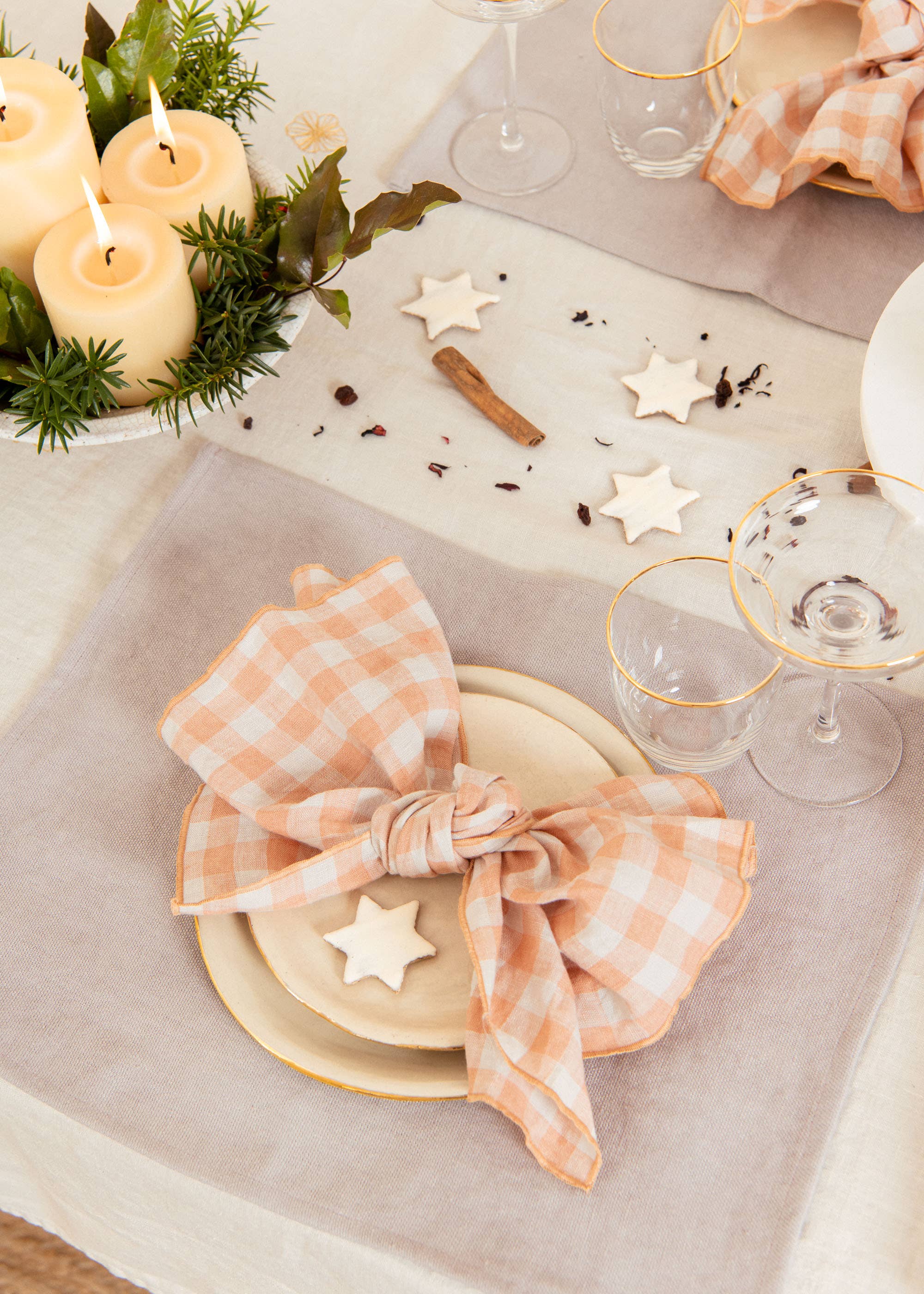 Sauths - Wholesale Dinerservet - Gingham linnen servet set van 23