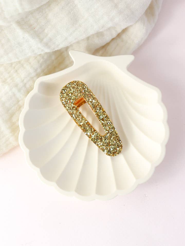 Large gold glitter triangle hair clip for wholesale by CG Home