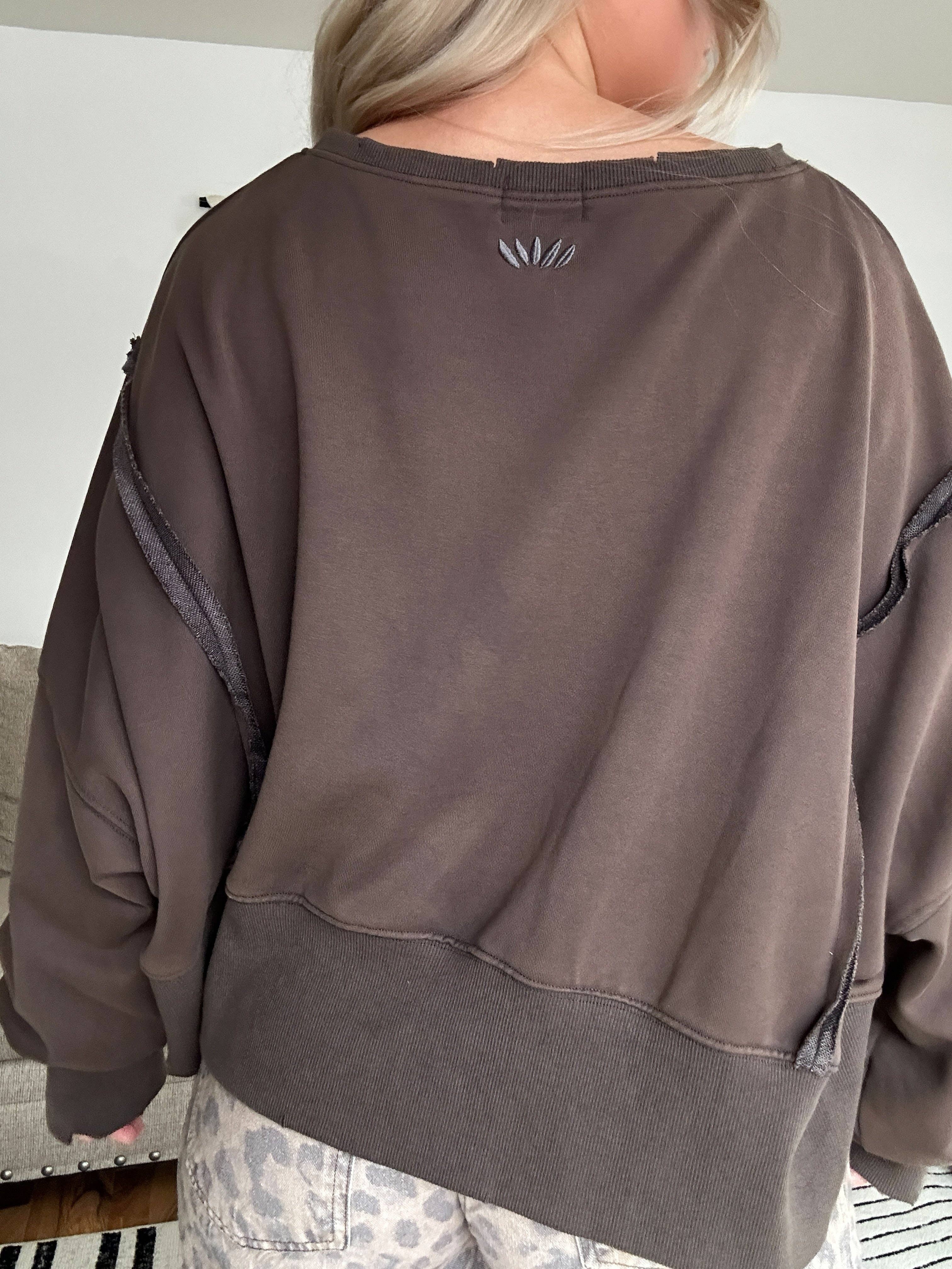 Attire Focus - Vente Sweat-shirt – femme - Sweat-shirt court surdimensionné bohème délavé minéral10