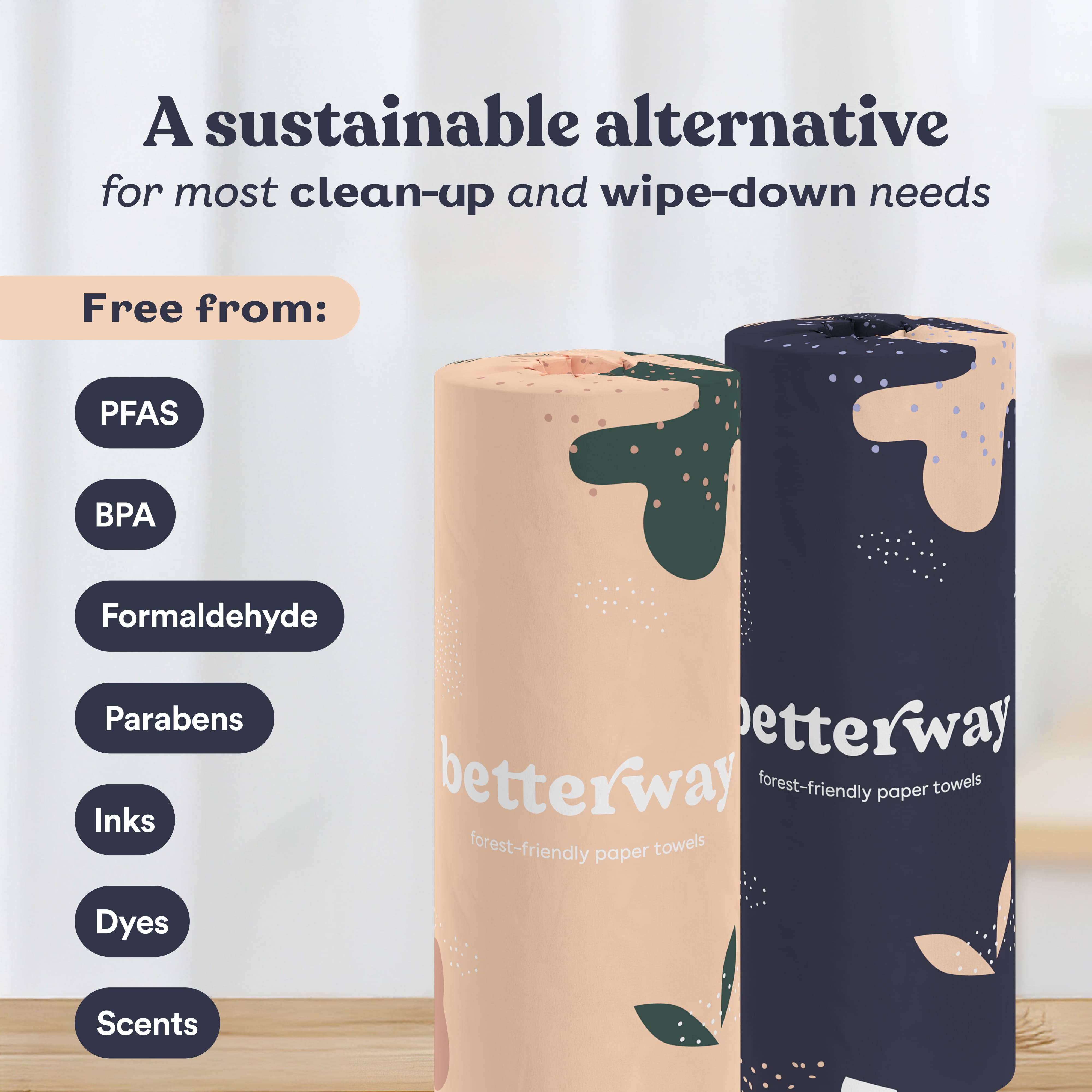 Betterway - Vente Essuie-tout - Essuie-tout en bambou Betterway (6 rouleaux/boîte)3