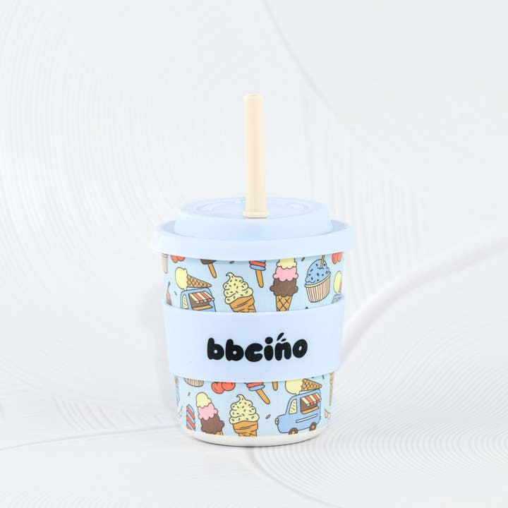 BBcino - Wholesale Drinking glass/cup – Kids & Baby - Scoops in Blue Kids Keep Cup - 240ml (STRAW INCLUDED)1