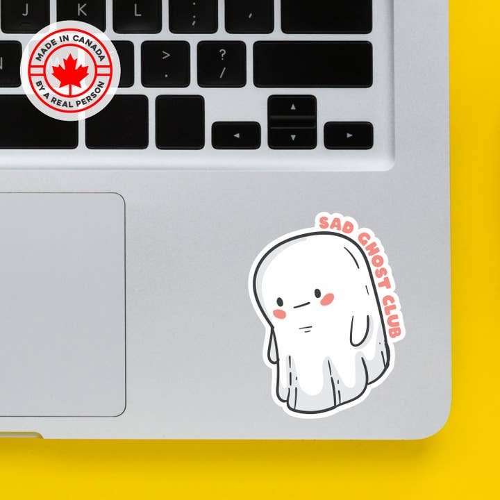 Sad Ghost Club Sticker for wholesale by Lunch Box Stickers