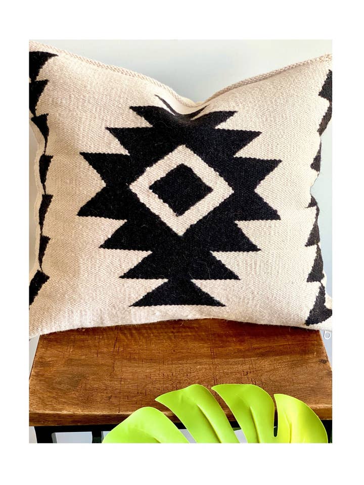 Handwoven Kilim Throw Pillow Cushion Cover Cream Black for wholesale by Cushy