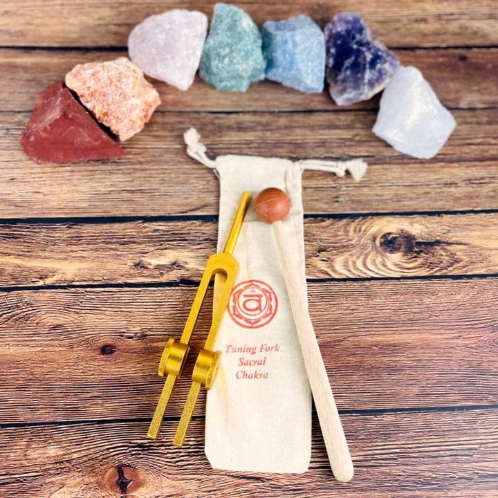 Rock Paradise - Wholesale Meditation Supplies - Crystal Chakra Tuning Fork Set with Mallet and Pouch10
