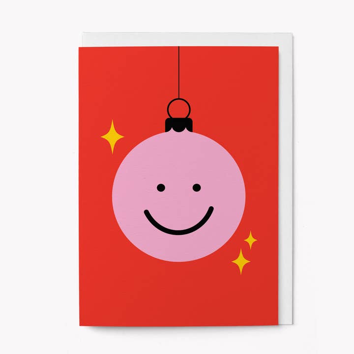 Smiley Christmas Bauble - Holiday card for wholesale by Graphic Factory