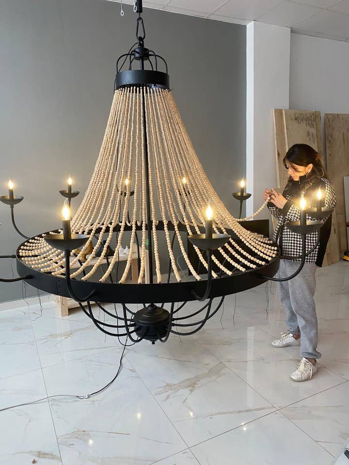 Large Beaded Wedding Chandelier: 2-Meter Wide Statement Light for wholesale by Joy's Arts