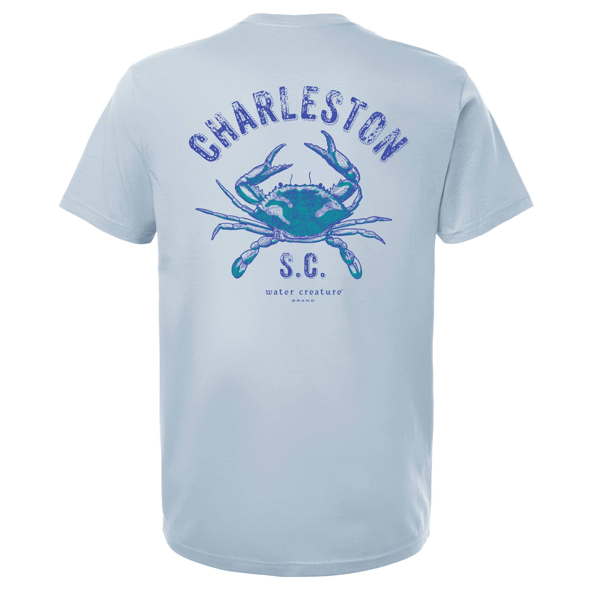 Charleston Apparel – wholesale Screen printed t-shirt – unisex – Customizable Blue Crab Etching - our original artist drawing14
