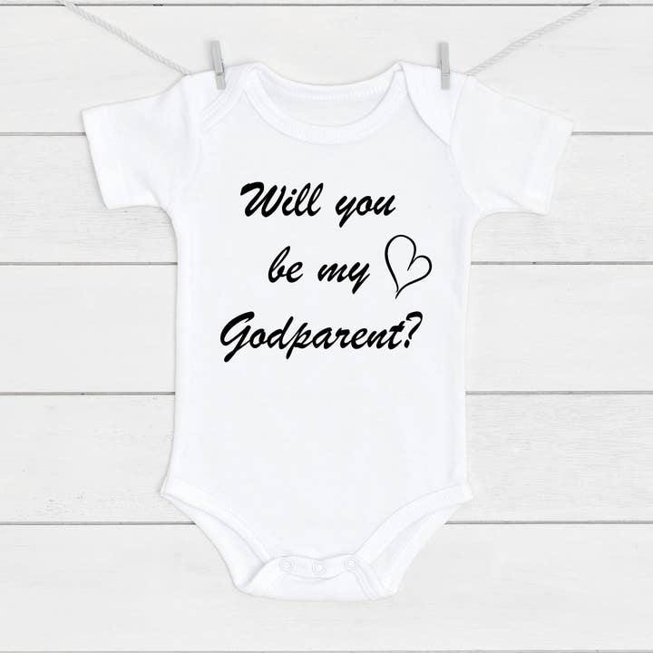 Gilet pour bébé Will You Be My Godparent pour la vente par Mini Kings and Queens