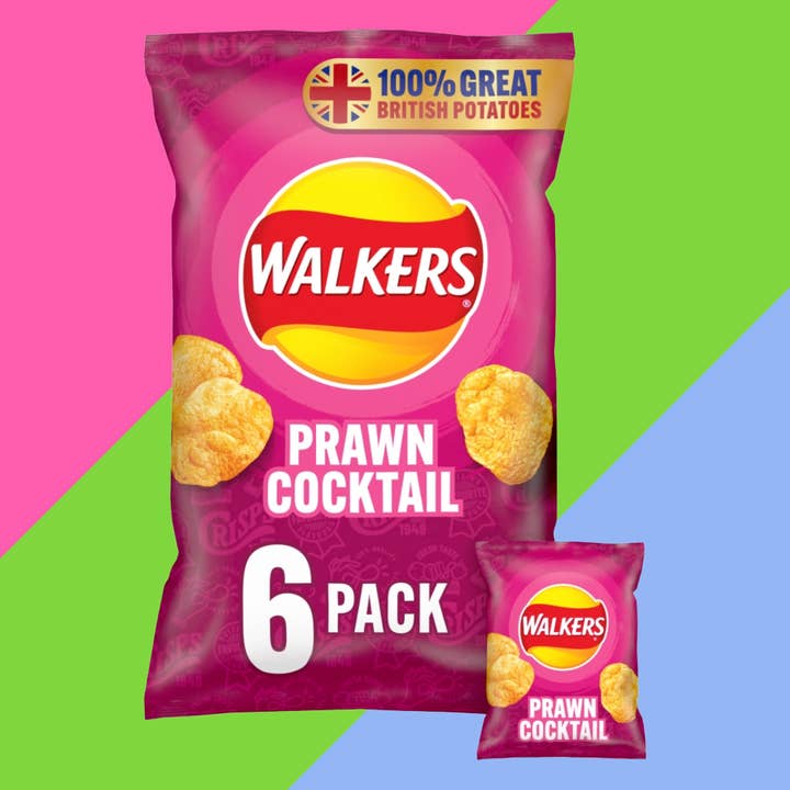 Gaffney's Sweets & Treats Wholesale - Wholesale Crisps - Walkers Prawn Cocktail Crisps 6 Pack Multipack 18 x (6x25g)