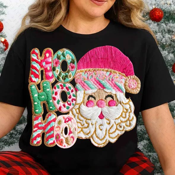 Ho Ho Ho Santa Faux Yarn Shirt for wholesale by Southern Backroad Tees LLC