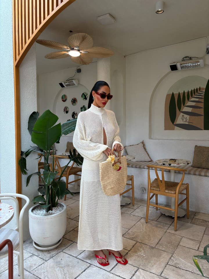 Design company-Fatma Balkir - Vendita all'ingrosso Vestito - Donna - Abito Lungo in Maglia con Scollo a V Profondo e Colletto Strutturato-boho2