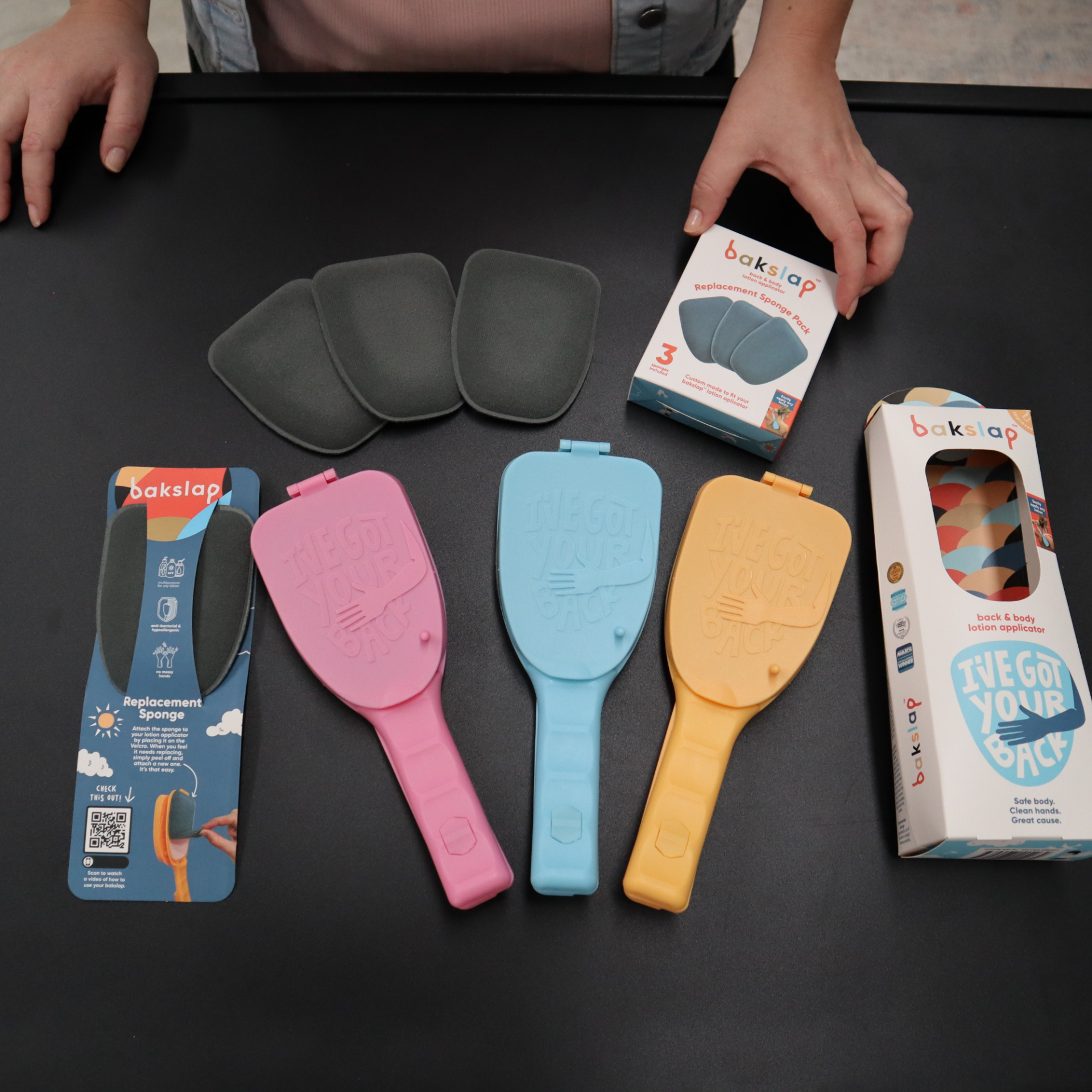 bakslap - Wholesale Retailer Display - Beauty & Wellness - Retailer Starter Package - Bakslap Lotion Applicator + POS18