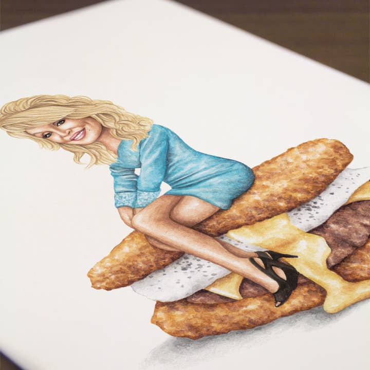 Celebs on Sandwiches - Wholesale Art Print - Dolly Parton #2 - Watercolor Print2