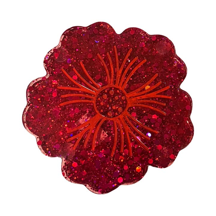 Handgefertigte rote glitzernde Blumenuntersetzer Harzkunst Tischmatten für den Großhandel von Face It Home Decor