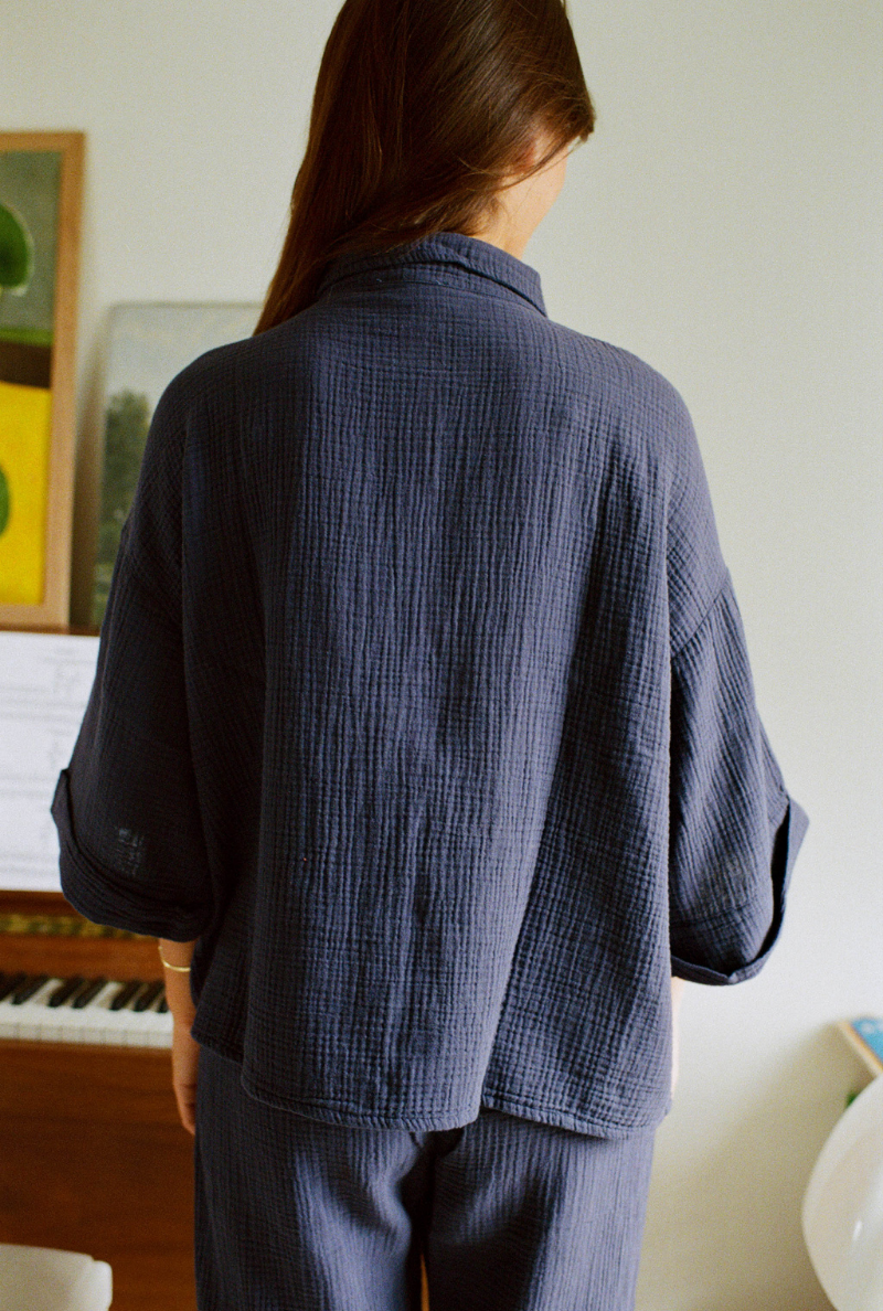 Nénés – wholesale Tröja med knappar – Dam – Mimosa-skjorta - Blå1