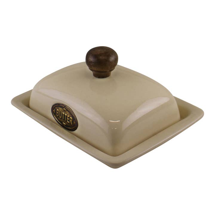 Cr me Marron Country Cottage Cream Ceramic Butter Dish for wholesale on Faire