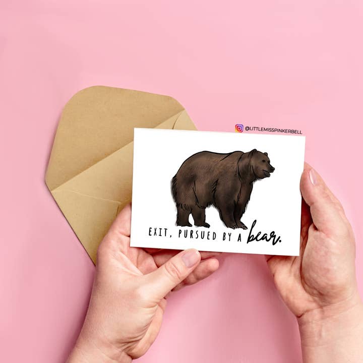 Shakespeare Greeting Card "Exit, Pursued By a Bear" for wholesale by Little Miss PinkerBell