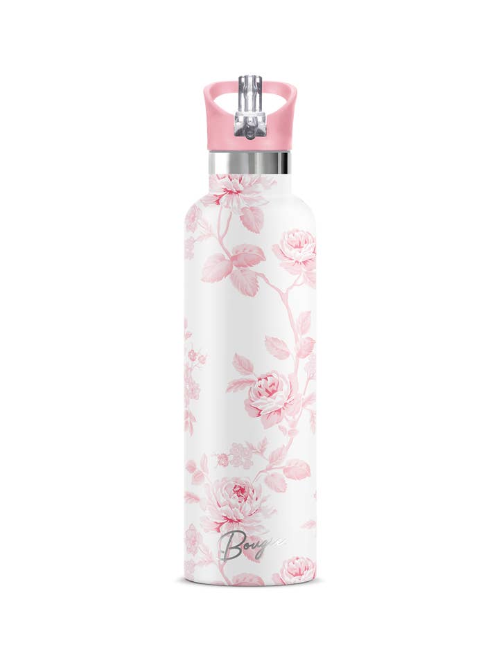 BLUSH english rose 25 oz Insulated Water Bottle for wholesale by My Bougie Bottle