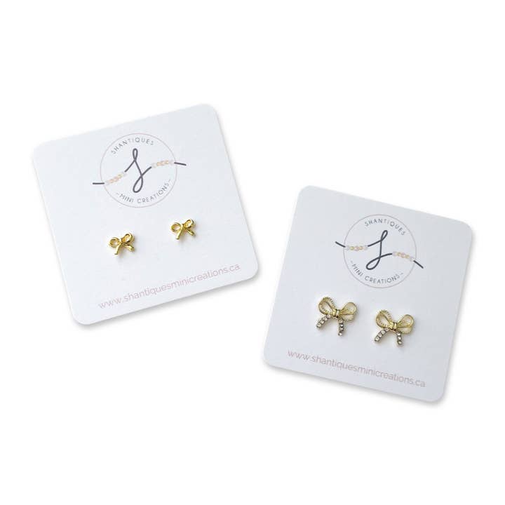Earrings - Gold Colour Bows for wholesale by Shantiques Mini Creations