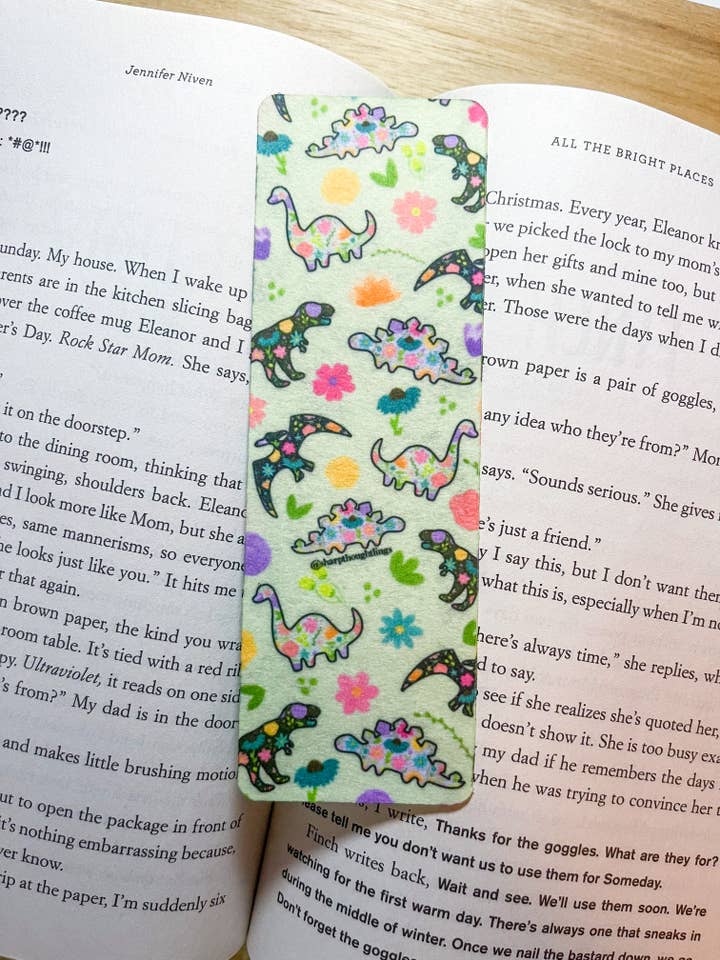 Marque-page Dino Floral pour la vente par Sharp Thoughtlings