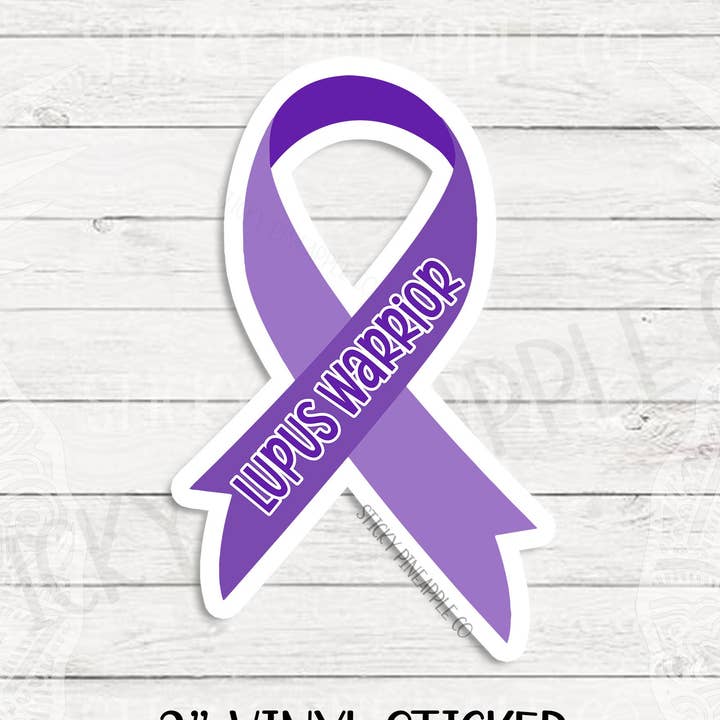 Lupus Warrior Ribbon Sticker | Matte Sticker | Weatherproof Sticker | Chronic Illness Sticker | For Your Laptop, Water Bottle, & More! for wholesale by Sticky Pineapple Co
