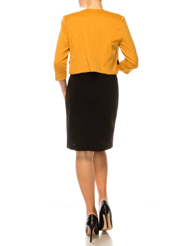 MUSTARD BLACK Studio One Sleeveless Sheath Cropped Jacket Dress for wholesale on Faire