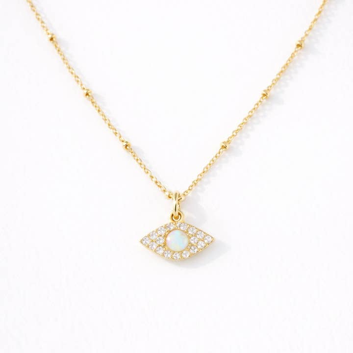 CZ Opal Evil Eye Necklace for wholesale by Mesa Blue