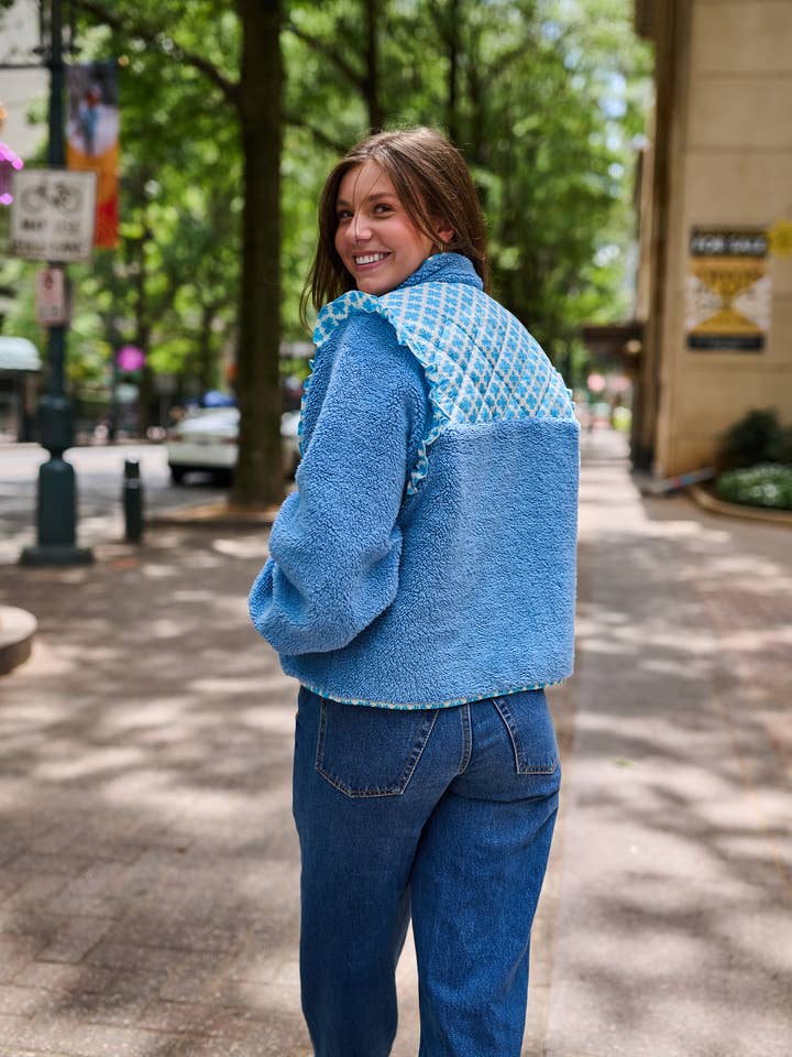 Brooks Avenue - Wholesale Jacket - Women's - Isabella Sherpa Jacket - Blue Clover1