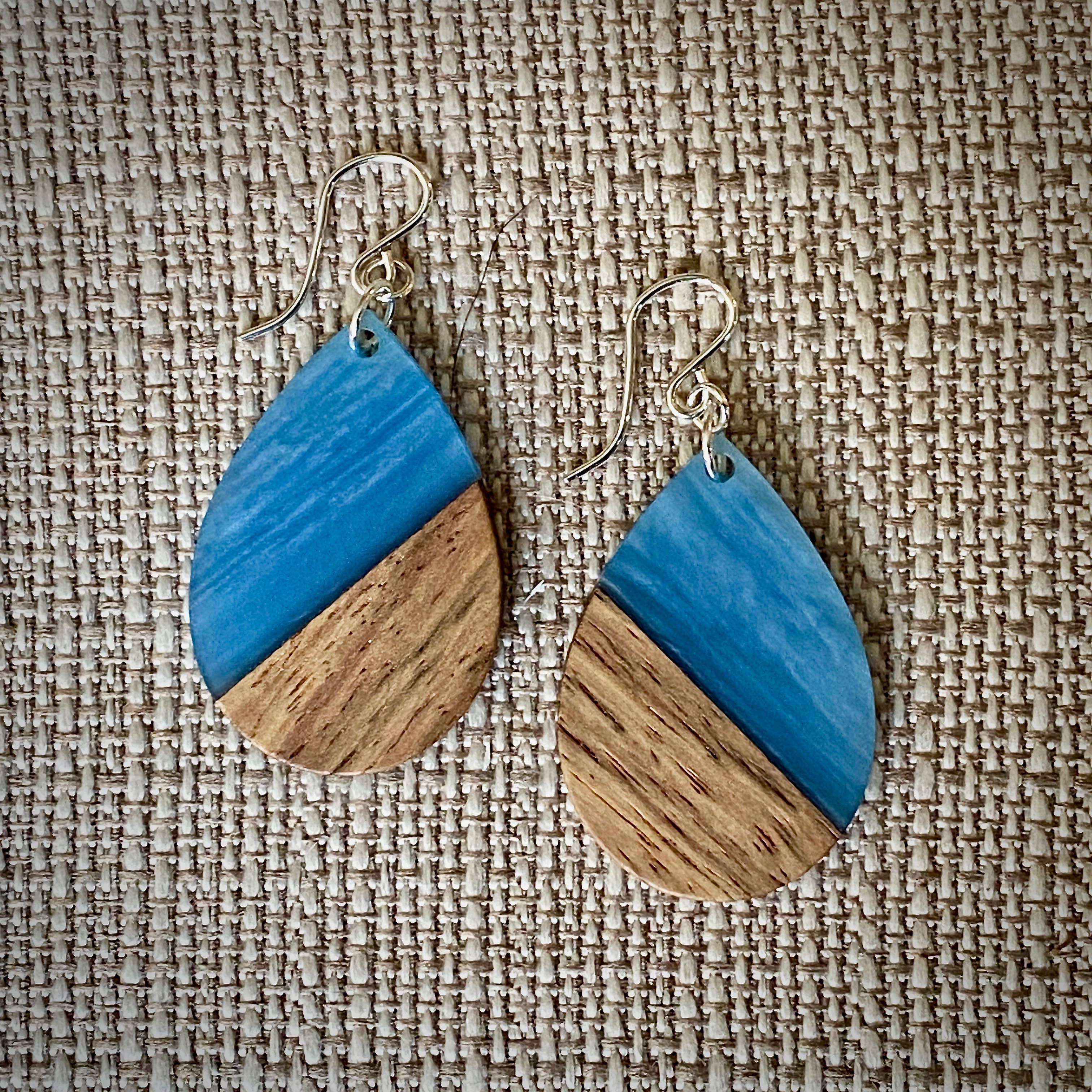 Wood Burned Earrings by Coastal Roots African Turquoise Tree Drop Earrings