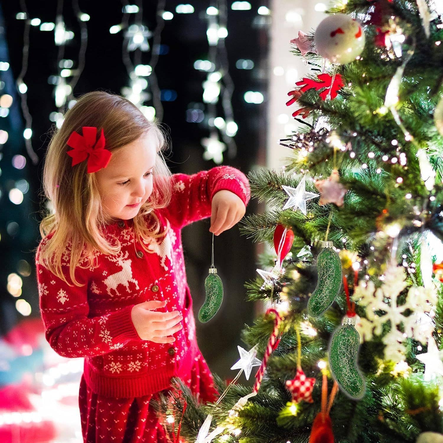 4E's Novelty - Vente Objets de décoration - Cornichon de Noël en verre soufflé 4" vert métallique 4E's1