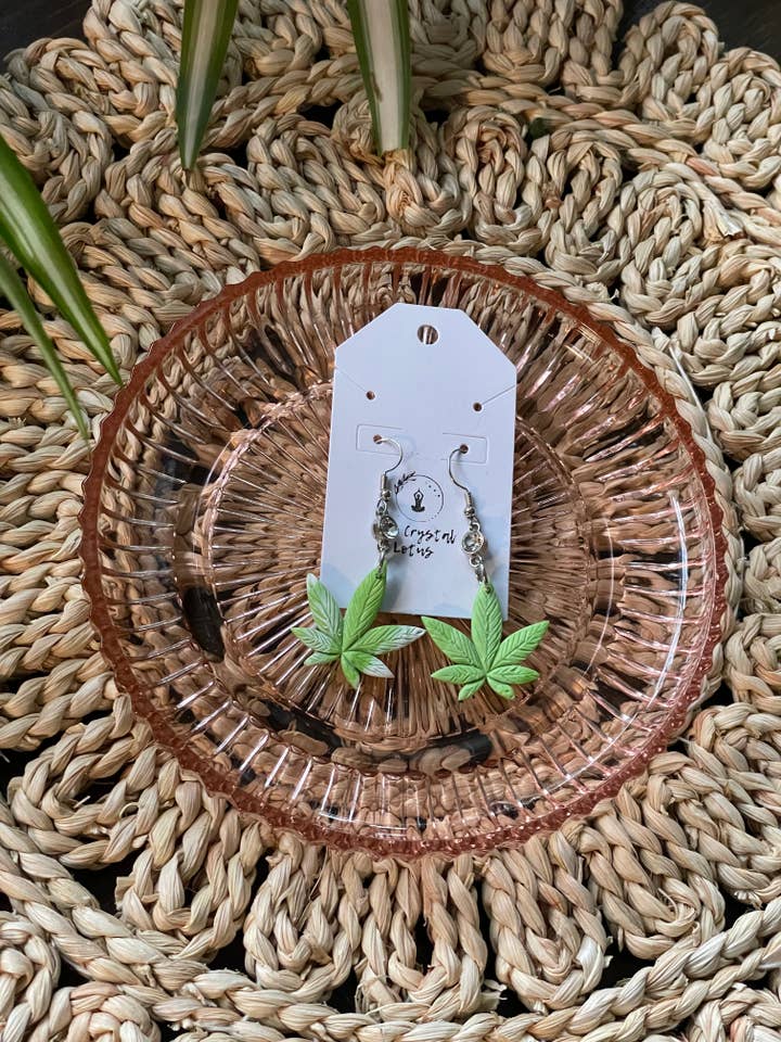 Mary Jane Pot Leaf Earrings for wholesale by The Crystal Lotus