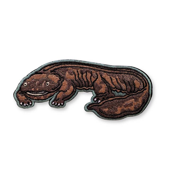 Parche bordado termoadhesivo Hellbender para venta al por mayor de Allison Stoiser Art