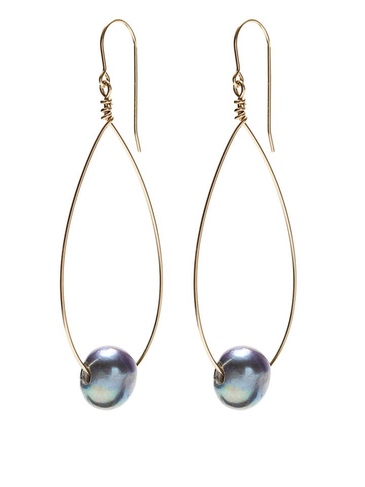 Large Oval Earrings - gold/peacock for wholesale by In2 design