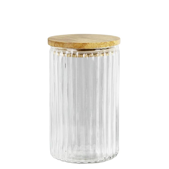 Ribbed Canister, Glass - Sm for wholesale by HomArt