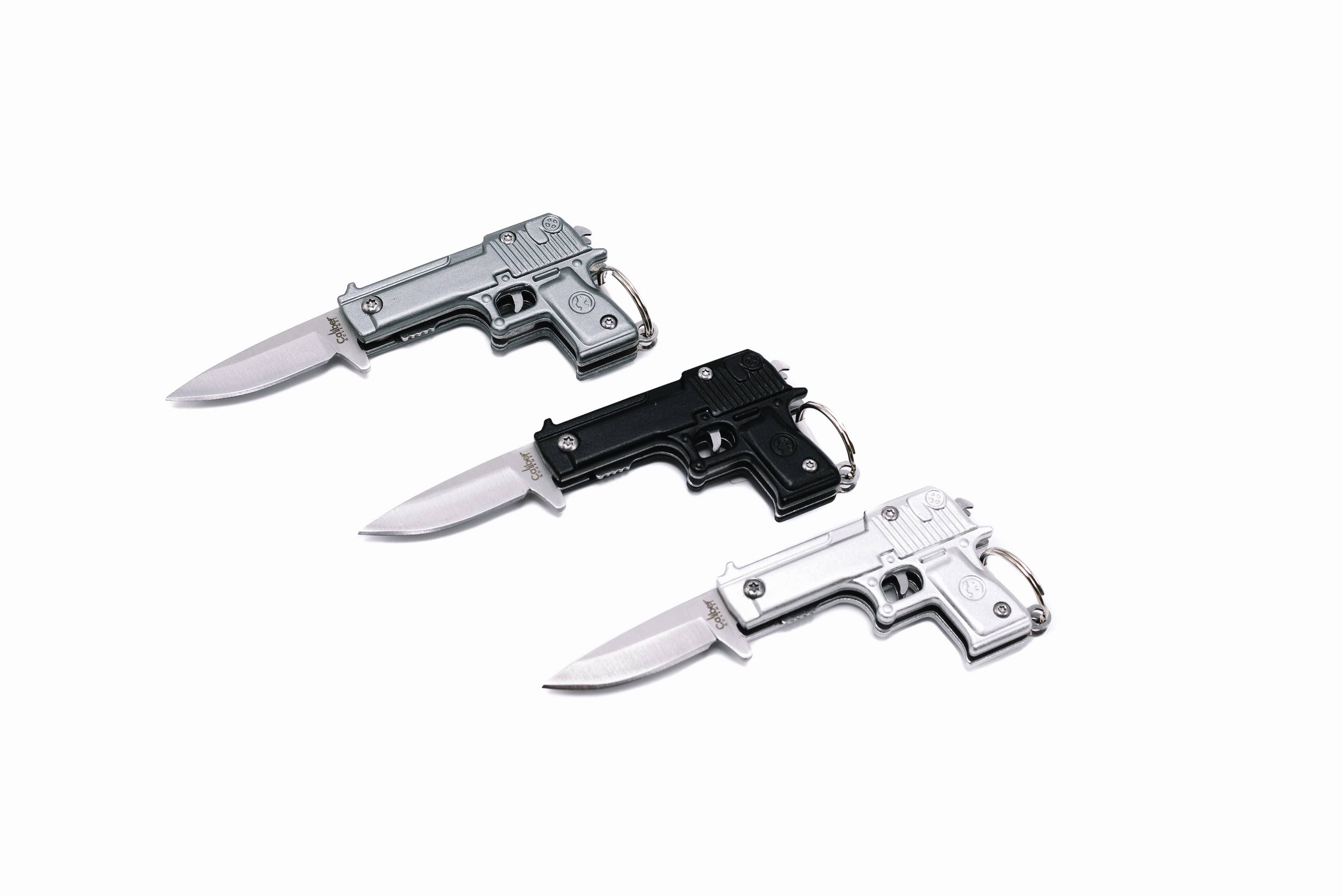 CALIBER GOURMET / CAMPCO - Wholesale Pocket Knife/Holder - Gun Knife Key Chains Display of 125