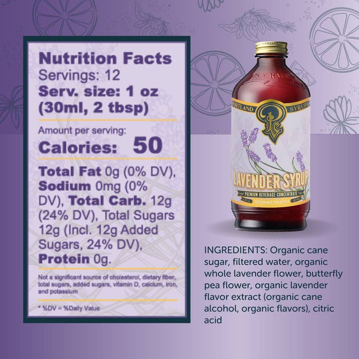 Portland Syrups - Vendita all'ingrosso Mix/sciroppo per cocktail - Sciroppo alla lavanda 12 once - miscelatore per bevande analcoliche e cocktail1