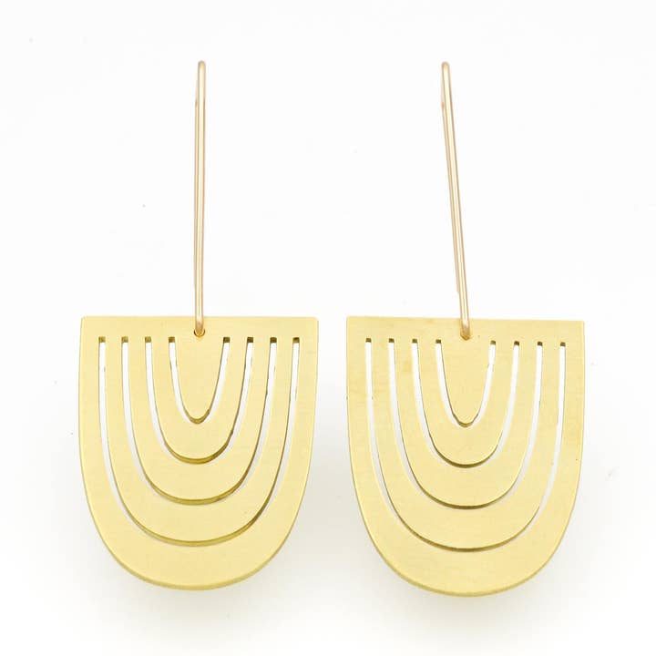 Vera Arch Earring · Brass · Geometric Modern U Shape for wholesale by Bird of Virtue
