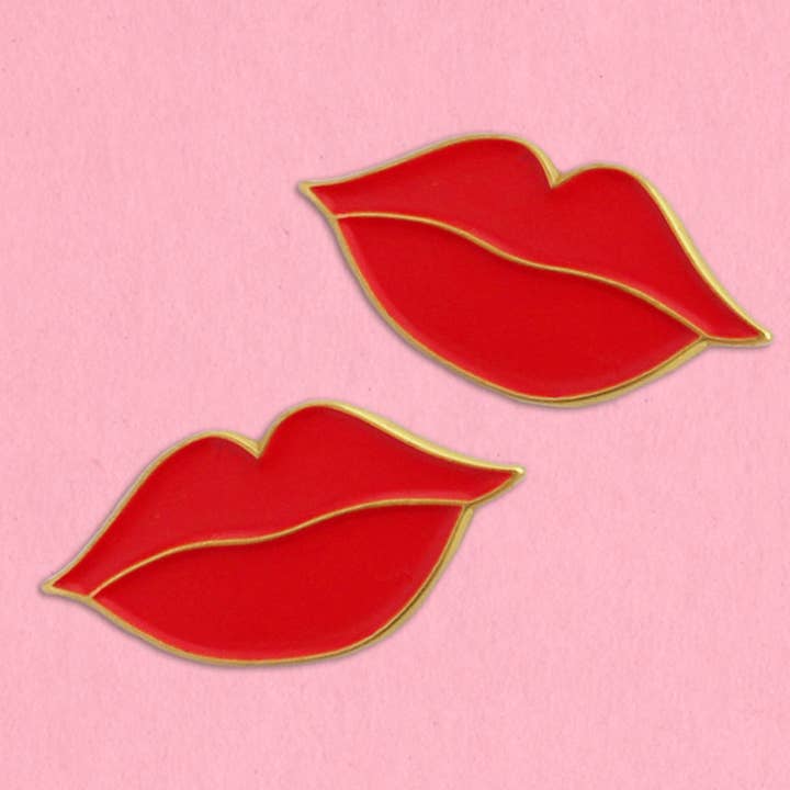 Lipstick enamel lapel pin collar clip set for wholesale by Kate Gabrielle