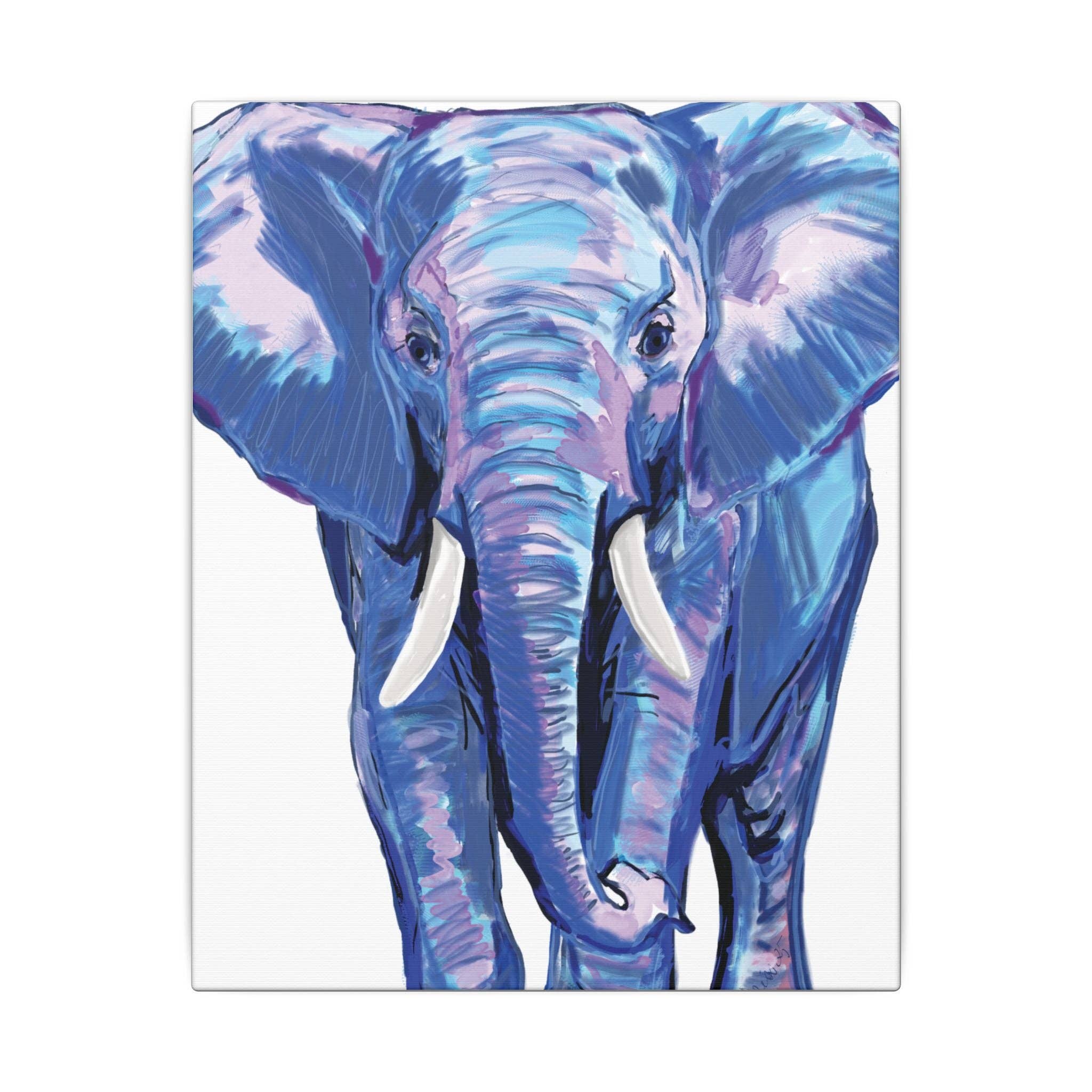 Blue Cava - Wholesale Art Print - Blue and Pink Elephant Canvas Art - Colorful Elephant Wall Décor0
