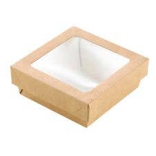 EcoQuality - Wholesale Gift Box - 5.5x5.45x2 Kraft Brown Bakery Box with Transparent PET Window2