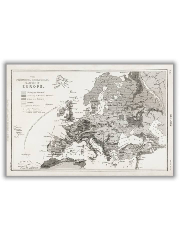 Geological map of Europe for wholesale by Stanley Print House