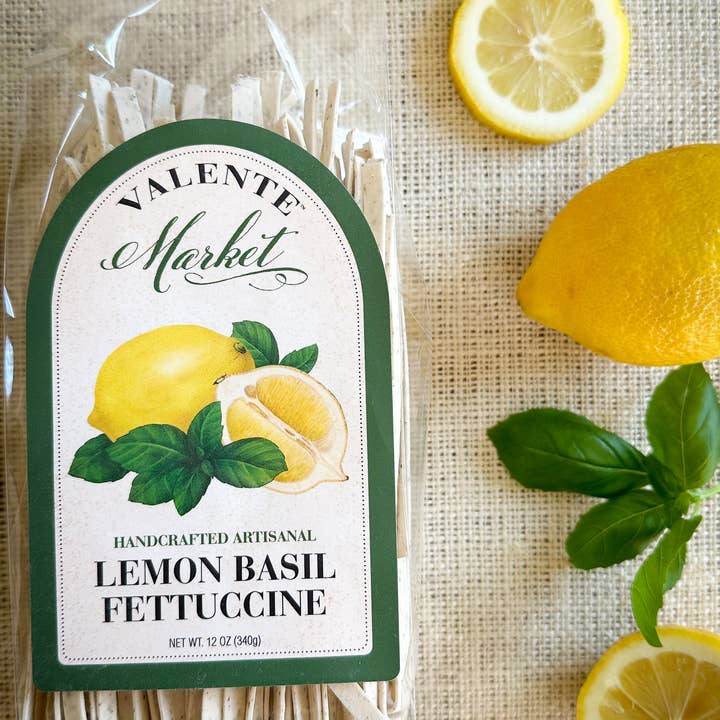 Lemon Basil Fettuccine / Dry Pasta / Specialty Pasta for wholesale by Valente Pasta
