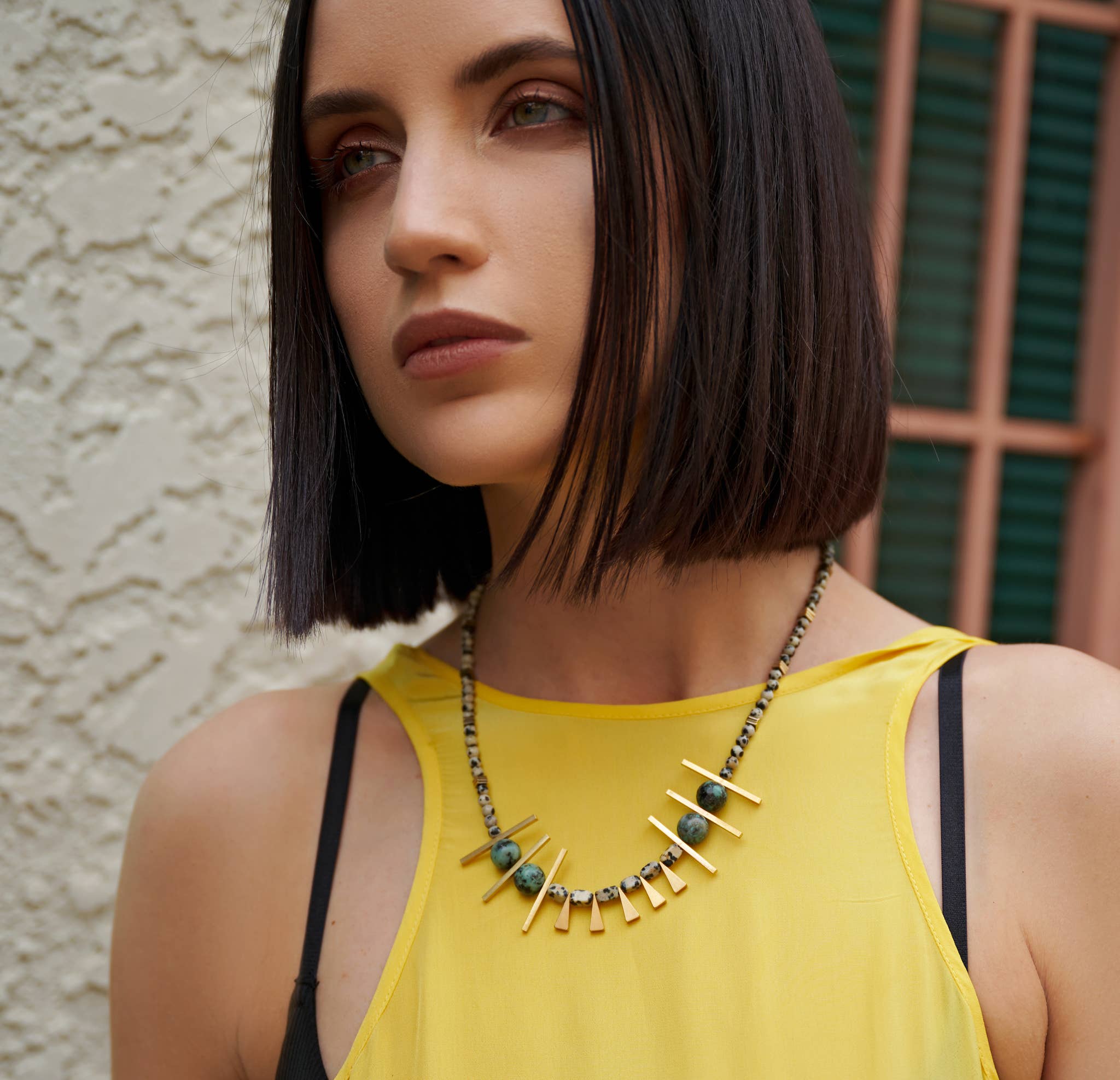 XTRA by Stacey - Wholesale Beaded/pearl necklace - The Anka Necklace - Dalmatian Jasper Gemstone Necklace1