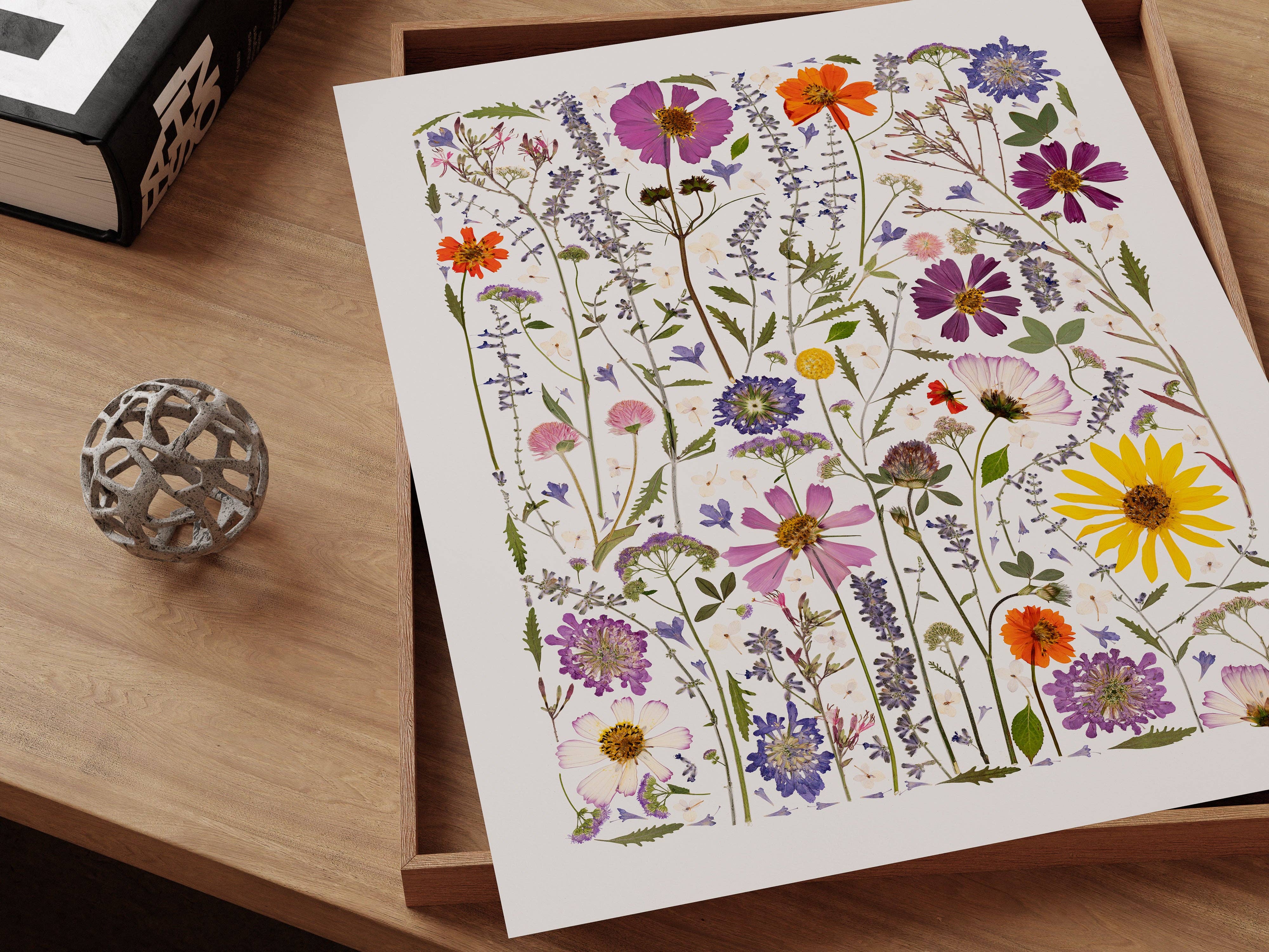 Hope Steinle Pressed Flower Art - Wholesale Art Print - Pressed Flower Collage Fine Art Print - "Serenity Blooms"5