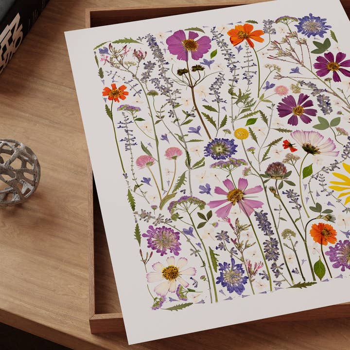 Hope Steinle Pressed Flower Art - Wholesale Art Print - Pressed Flower Collage Fine Art Print - "Serenity Blooms"5