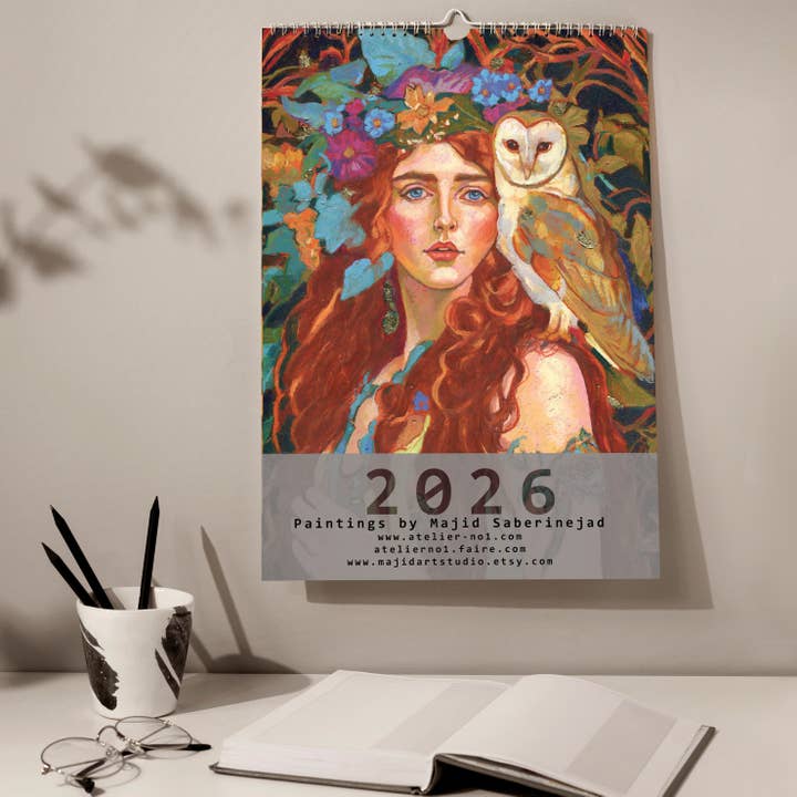 Calendário de Parede 2026, Calendário de Parede de Arte por atacado de Atelier No.1